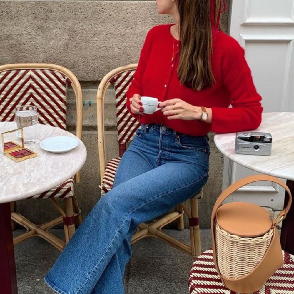 Banana Republic Red Button-Up Women's Sweater XS